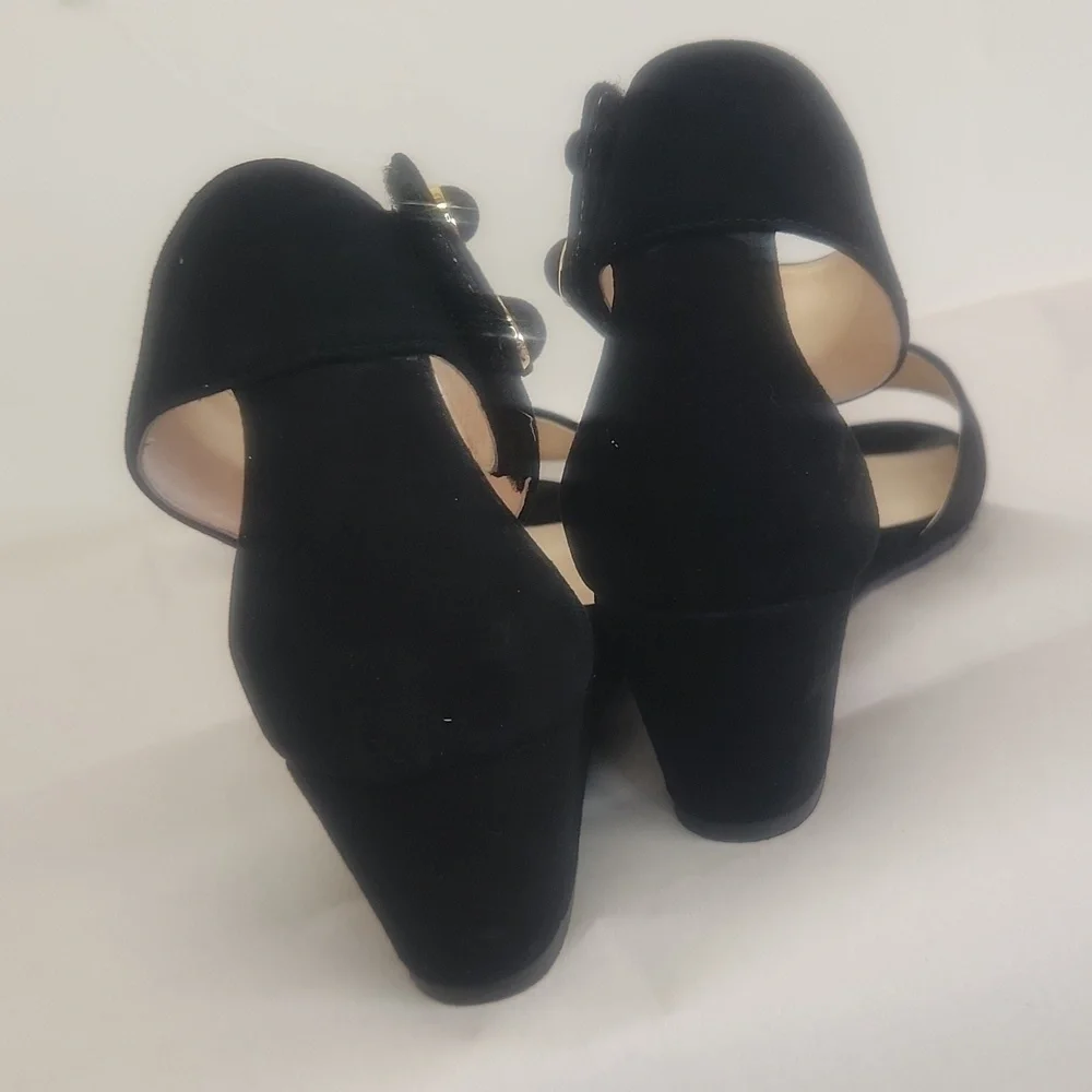 Sacha London black wedge sandal women's 7.5 NWT Volero peep toe
